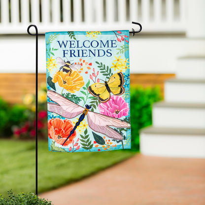 Greenhouse Garden Welcome Friends Applique Garden Flag - Tampa Home & Garden Store