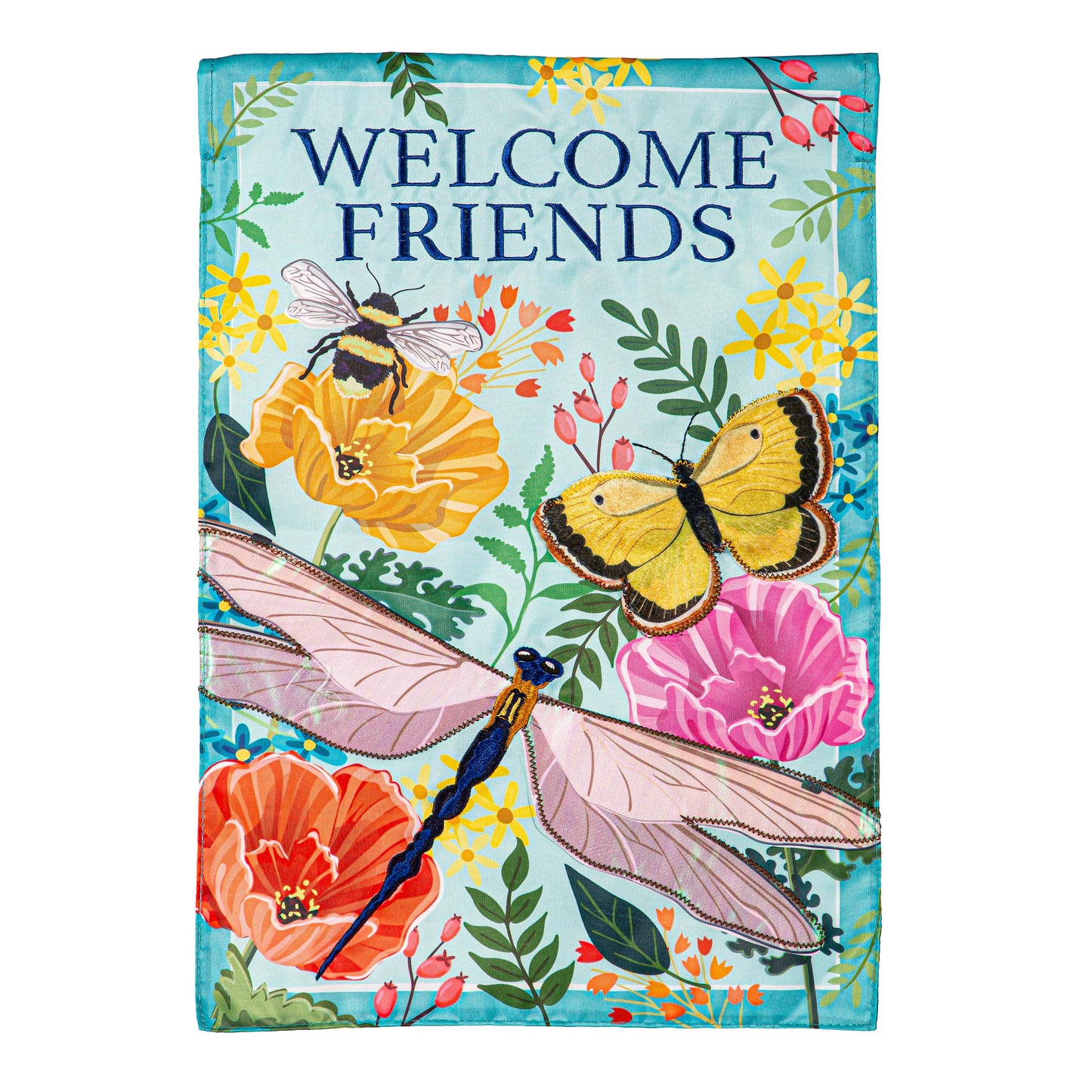 Greenhouse Garden Welcome Friends Applique Garden Flag - Tampa Home & Garden Store