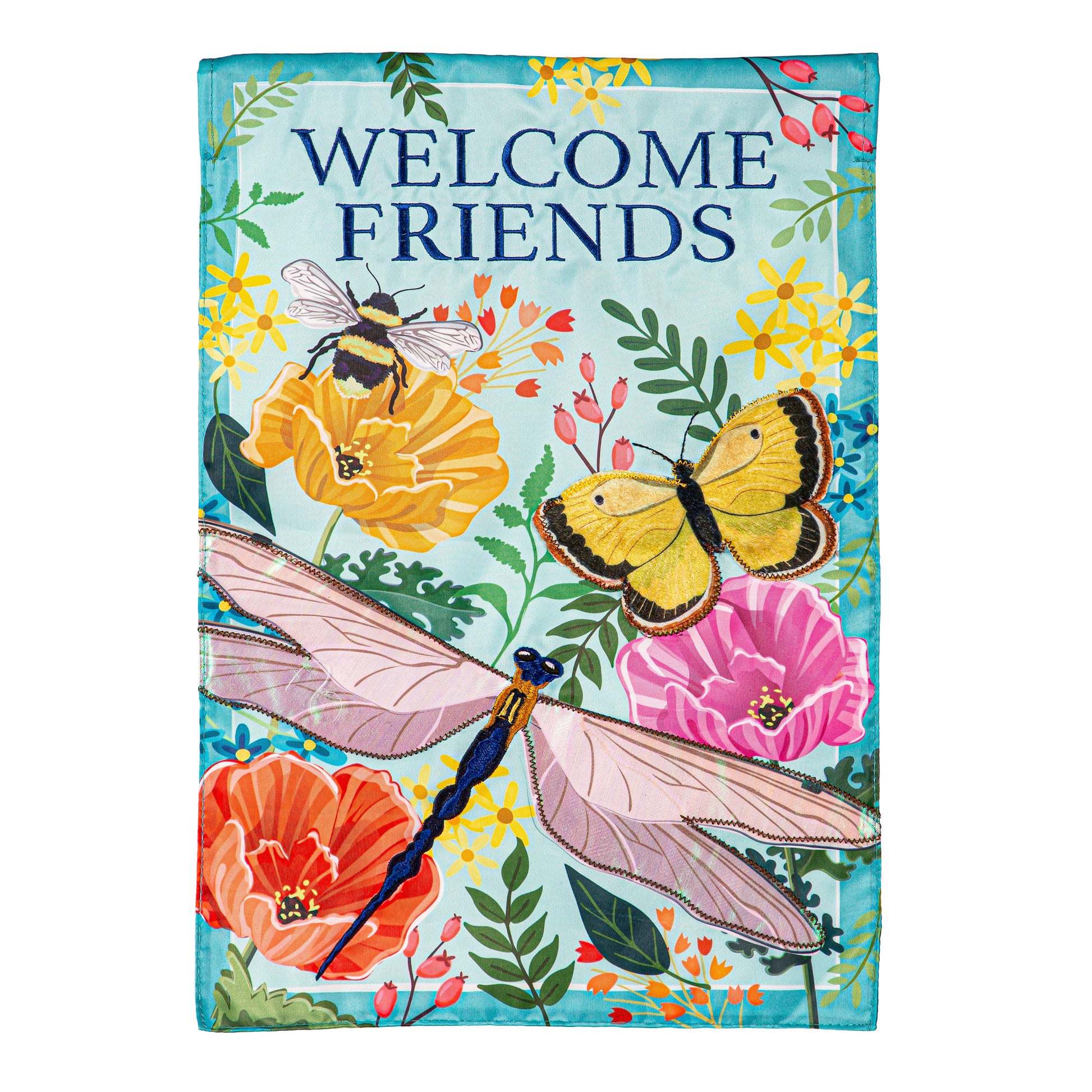 Greenhouse Garden Welcome Friends Applique Garden Flag - Tampa Home & Garden Store