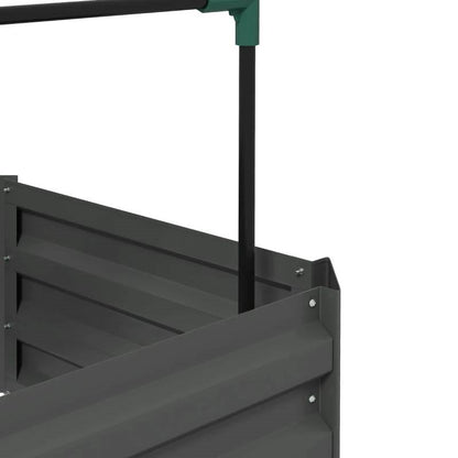 Grey Galvanized Open Bottom Raised Garden Bed Planter with Tomato Cage Trellis - Tampa Home & Garden Store