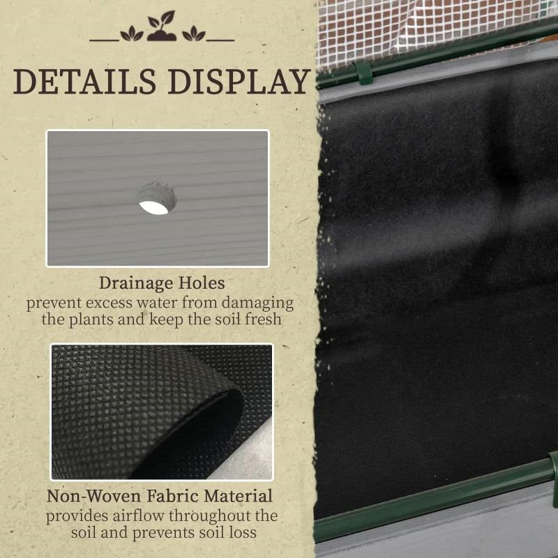 Grey Wood Elevated Raised Garden Bed Planter with Greenhouse Cover - Tampa Home & Garden Store