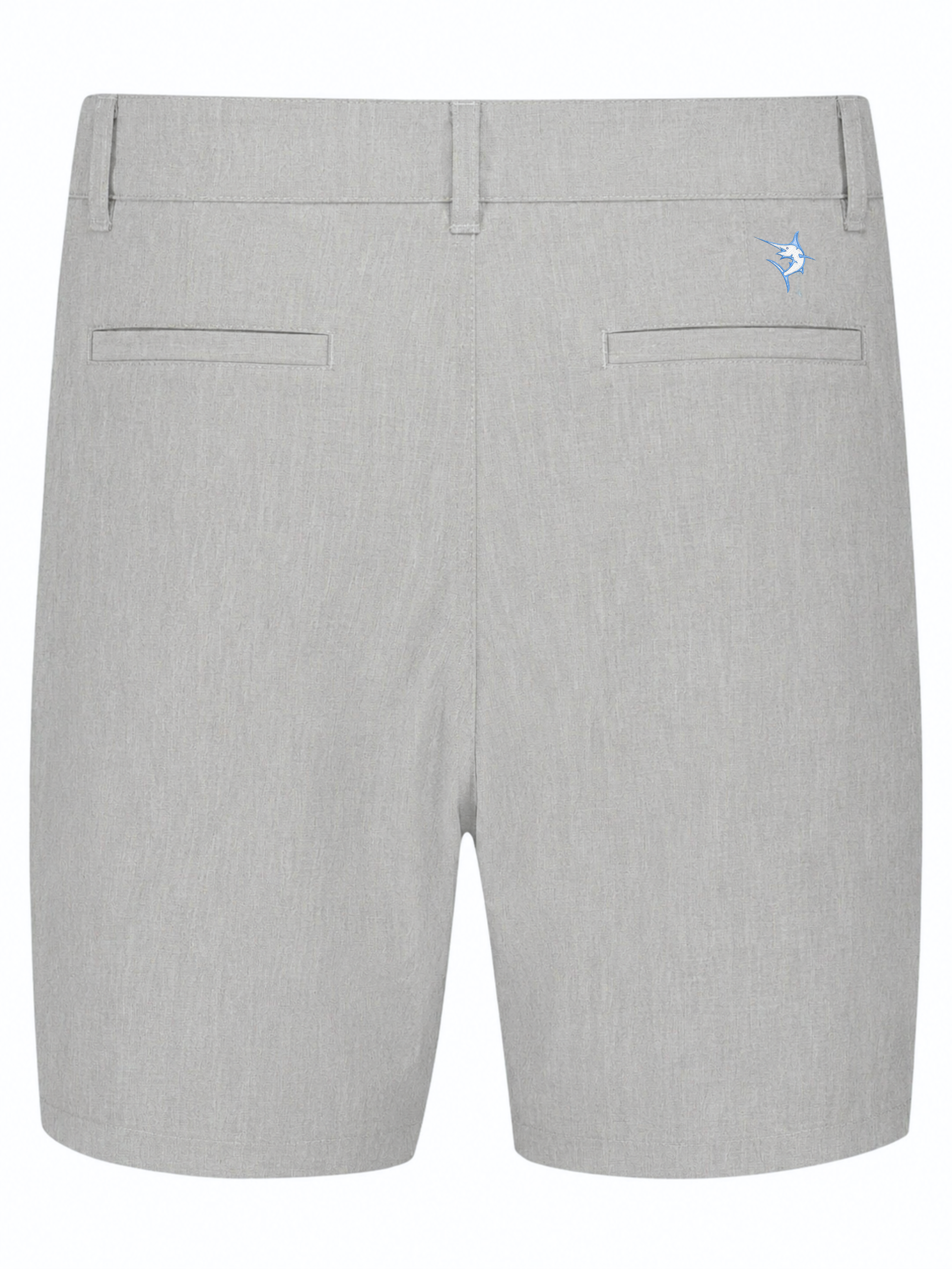 Bayport Lightweight Shorts by White Water Life, light gray fabric, back welt pockets, belt loops on Tampa Home & Garden Store