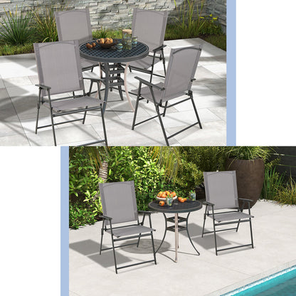 2 sillas plegables de patio con reposabrazos para jardín-gris