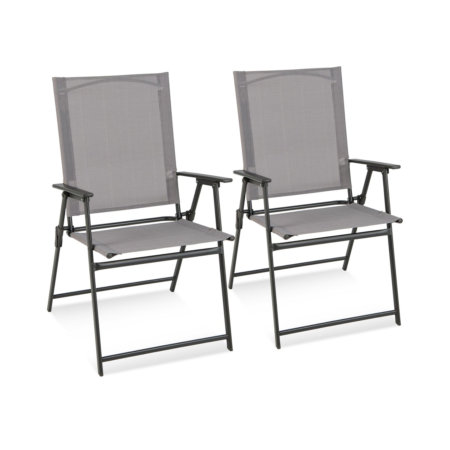 2 sillas plegables de patio con reposabrazos para jardín-gris