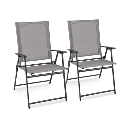 2 sillas plegables de patio con reposabrazos para jardín-gris