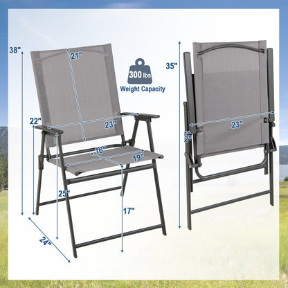 2 sillas plegables de patio con reposabrazos para jardín-gris