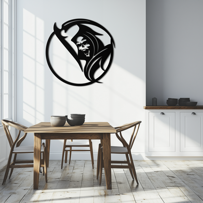 Grim Reaper Circle Metal Wall Art – Dark Gothic Scythe Decor for Horror Enthusiasts- KAF586 - Tampa Home & Garden Store