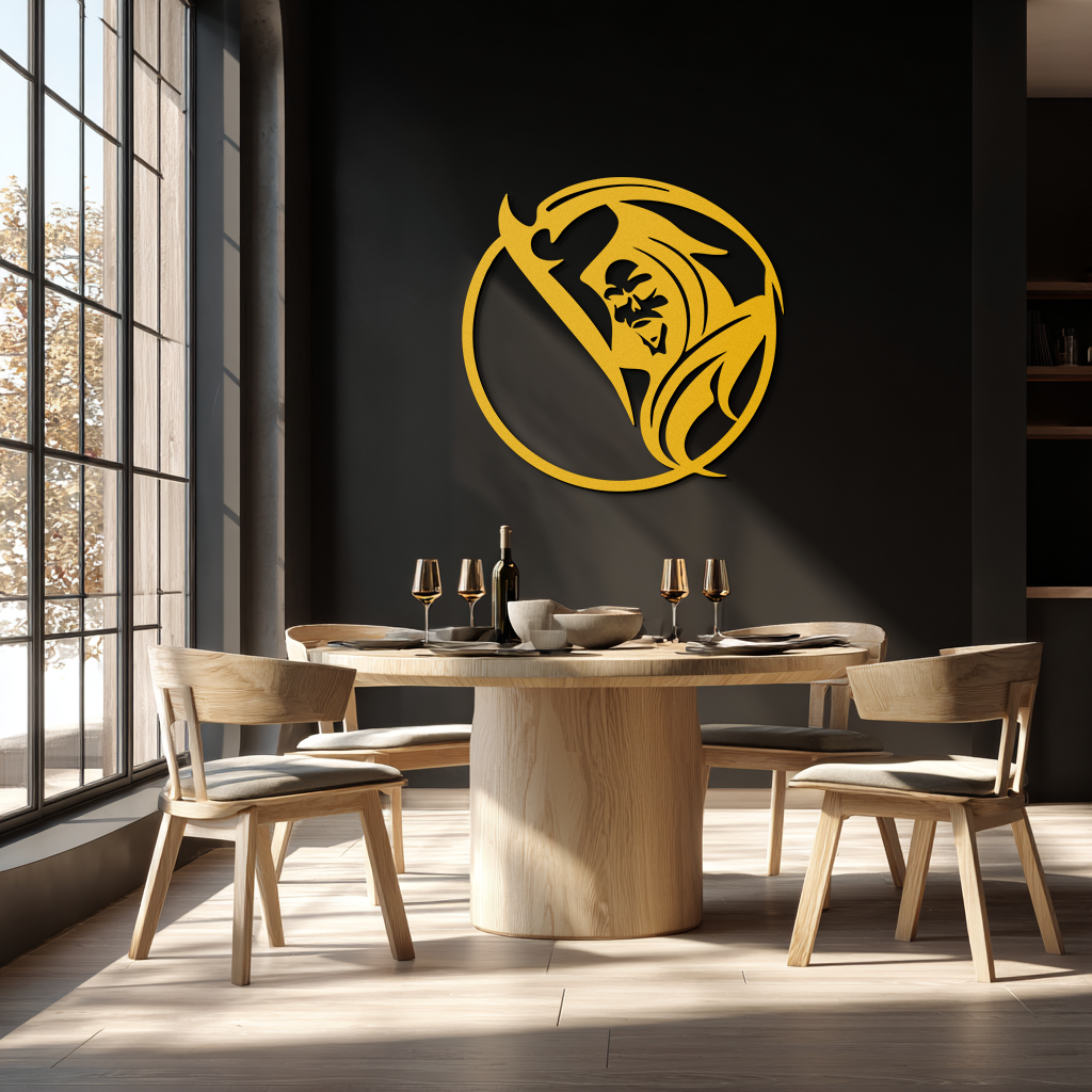 Grim Reaper Circle Metal Wall Art – Dark Gothic Scythe Decor for Horror Enthusiasts- KAF586 - Tampa Home & Garden Store