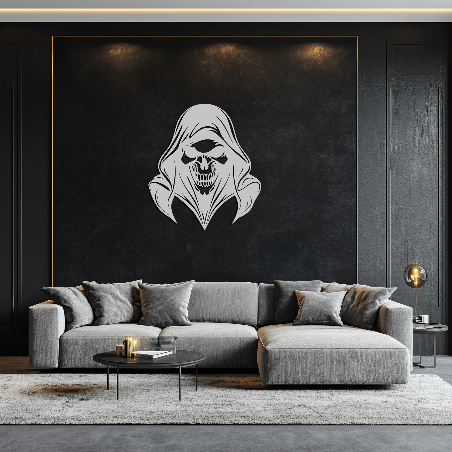 Grim Reaper Hooded Skull Metal Wall Art – Dark Gothic Horror Silhouette Design- KAF637 - Tampa Home & Garden Store