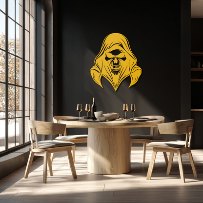 Grim Reaper Hooded Skull Metal Wall Art – Dark Gothic Horror Silhouette Design- KAF637 - Tampa Home & Garden Store