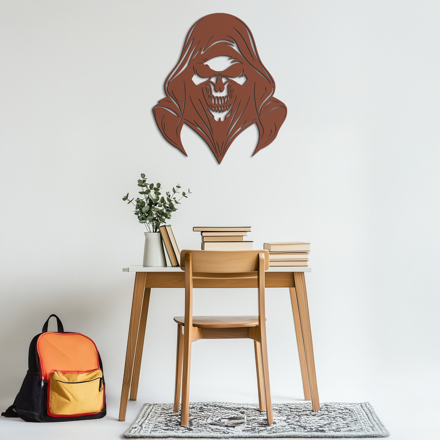 Grim Reaper Hooded Skull Metal Wall Art – Dark Gothic Horror Silhouette Design- KAF637 - Tampa Home & Garden Store