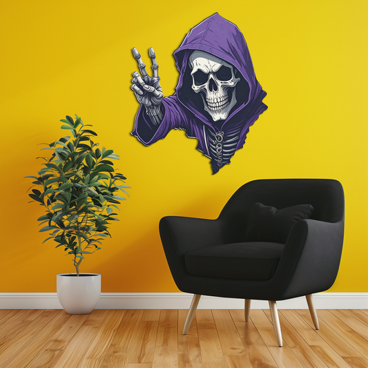 Grim Reaper Peace Metal Wall Art – Purple Skull UV Print Decor-KAFUVM019 - Tampa Home & Garden Store
