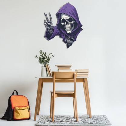 Grim Reaper Peace Metal Wall Art – Purple Skull UV Print Decor-KAFUVM019 - Tampa Home & Garden Store