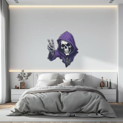 Grim Reaper Peace Metal Wall Art – Purple Skull UV Print Decor-KAFUVM019 - Tampa Home & Garden Store