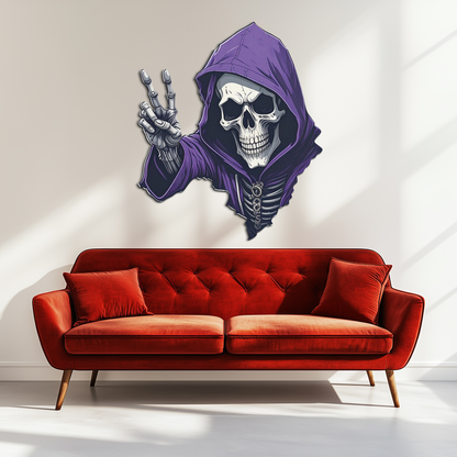 Grim Reaper Peace Metal Wall Art – Purple Skull UV Print Decor-KAFUVM019 - Tampa Home & Garden Store