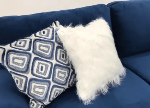 Groovy navy 2pc sectional with blue fabric, geometric cushion by Unique Piece Furniture on Tampa Home & Garden Store