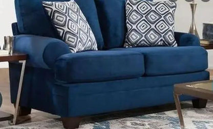 Groovy 2pc sectional sofa & loveseat in navy fabric with pillows Unique Piece Furniture on Tampa Home & Garden Store