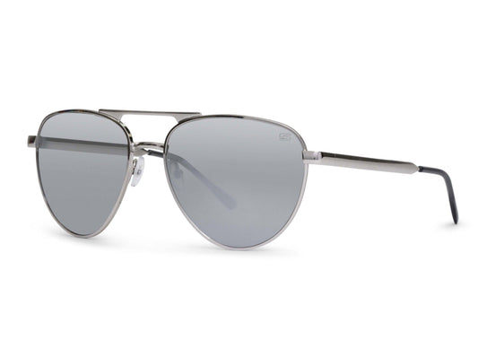 Dara Aviator Chrome Silver Sunglasses by Skeleton Optics, metal frame with gray lenses on Tampa Home & Garden Store