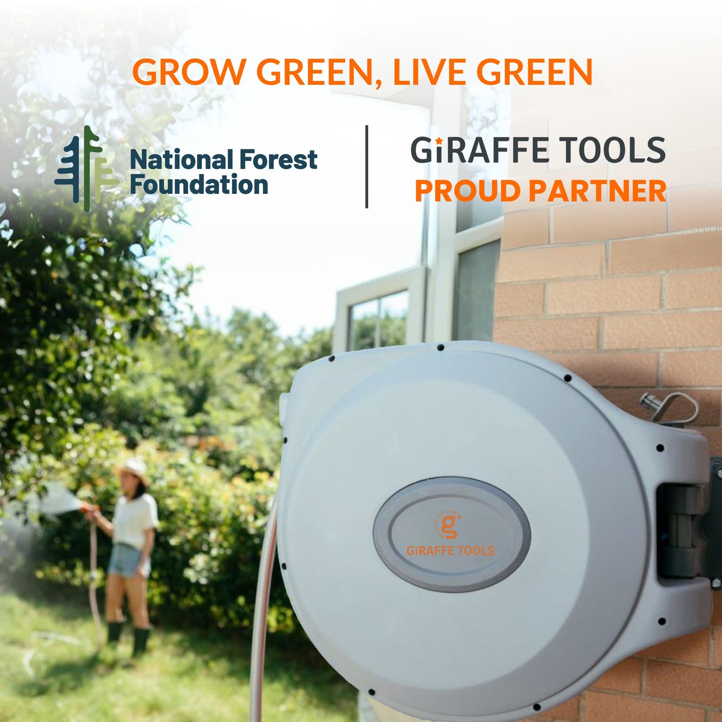 Enrouleur de tuyau d'arrosage rétractable - 5/8 po - 65 pi