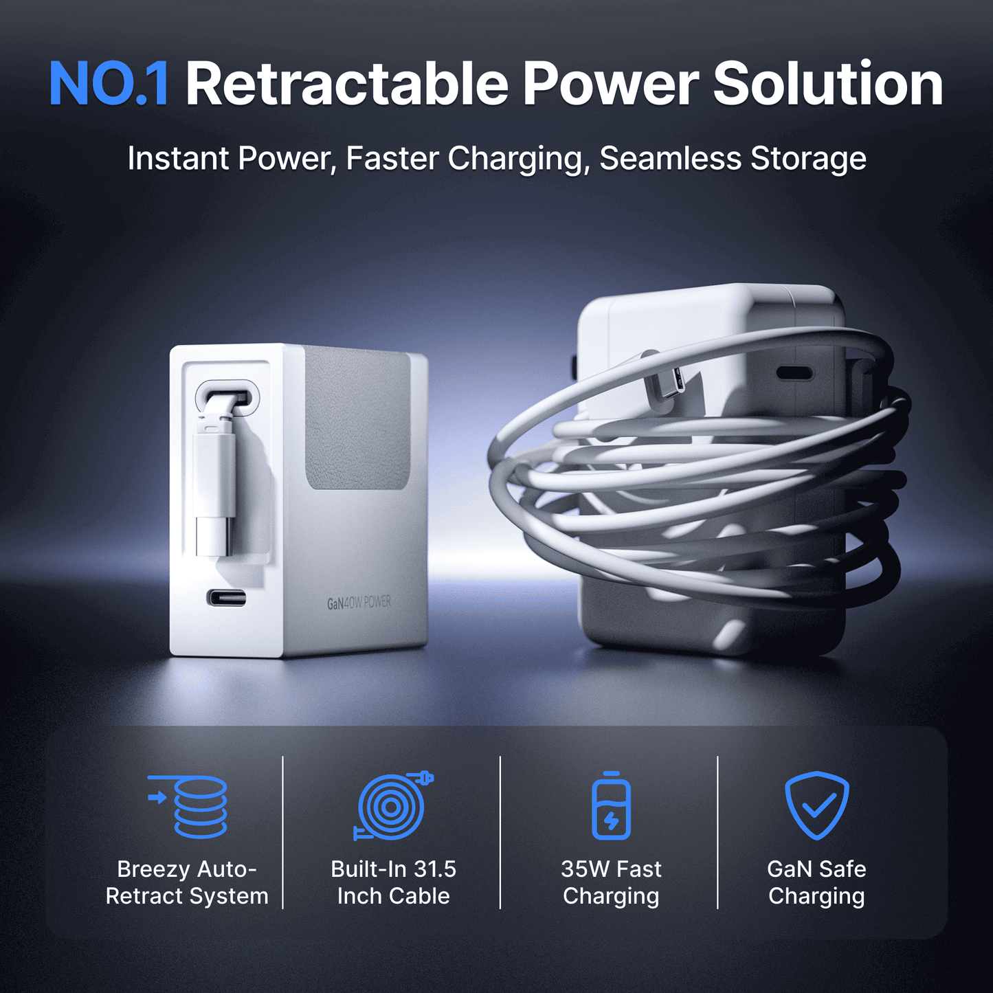 Chargeur rétractable Gitryin pour appareils 3C