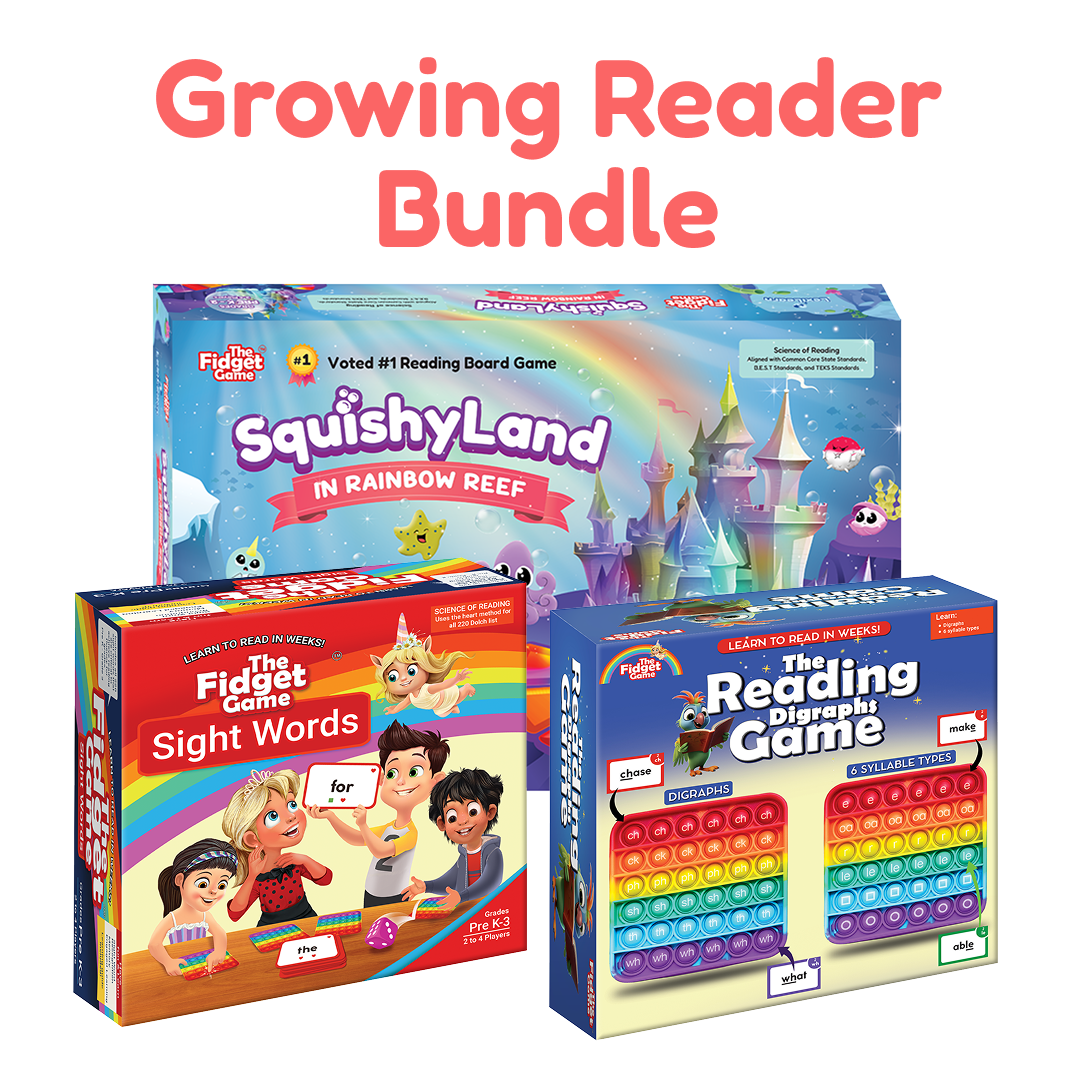 Growing Reader Bundle 3-pack board games by The Fidget Games: SquishyLand Rainbow Reef on Tampa Home & Garden Store