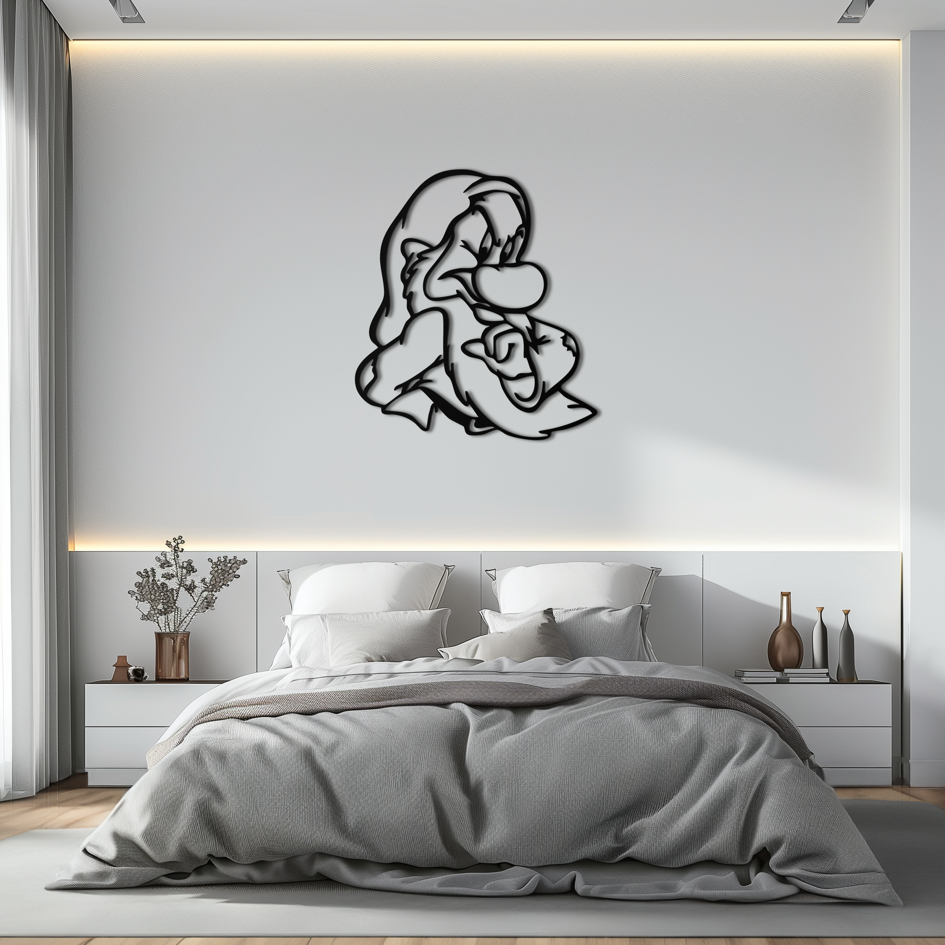 Grumpy Dwarf Metal Wall Art – Whimsical Cartoon-Inspired Metal Silhouette Décor- KAF577 - Tampa Home & Garden Store
