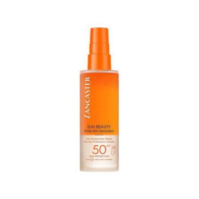 Lancaster Sun Beauty SPF50 vegan sunscreen spray, water-resistant 5.07 fl oz orange bottle on Tampa Home & Garden Store