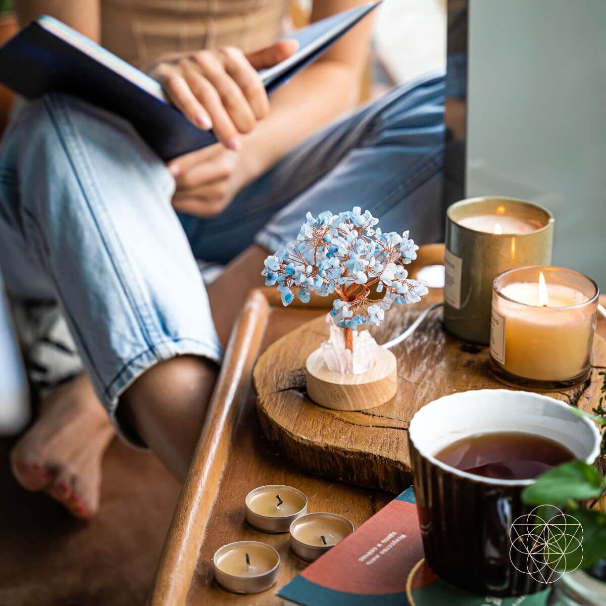 Guardian Angel Lamp of Protection - Aquamarine Tree - Tampa Home & Garden Store