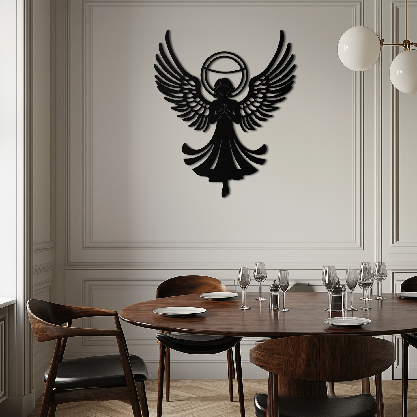 Guardian Angel Metal Wall Art – Spiritual Angel Silhouette with Halo for Home Blessing Decor- KAF359 - Tampa Home & Garden Store