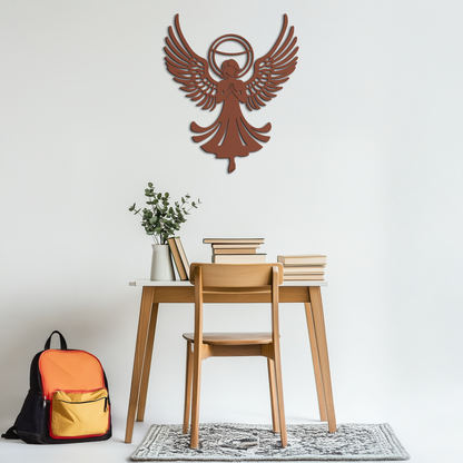 Guardian Angel Metal Wall Art – Spiritual Angel Silhouette with Halo for Home Blessing Decor- KAF359 - Tampa Home & Garden Store