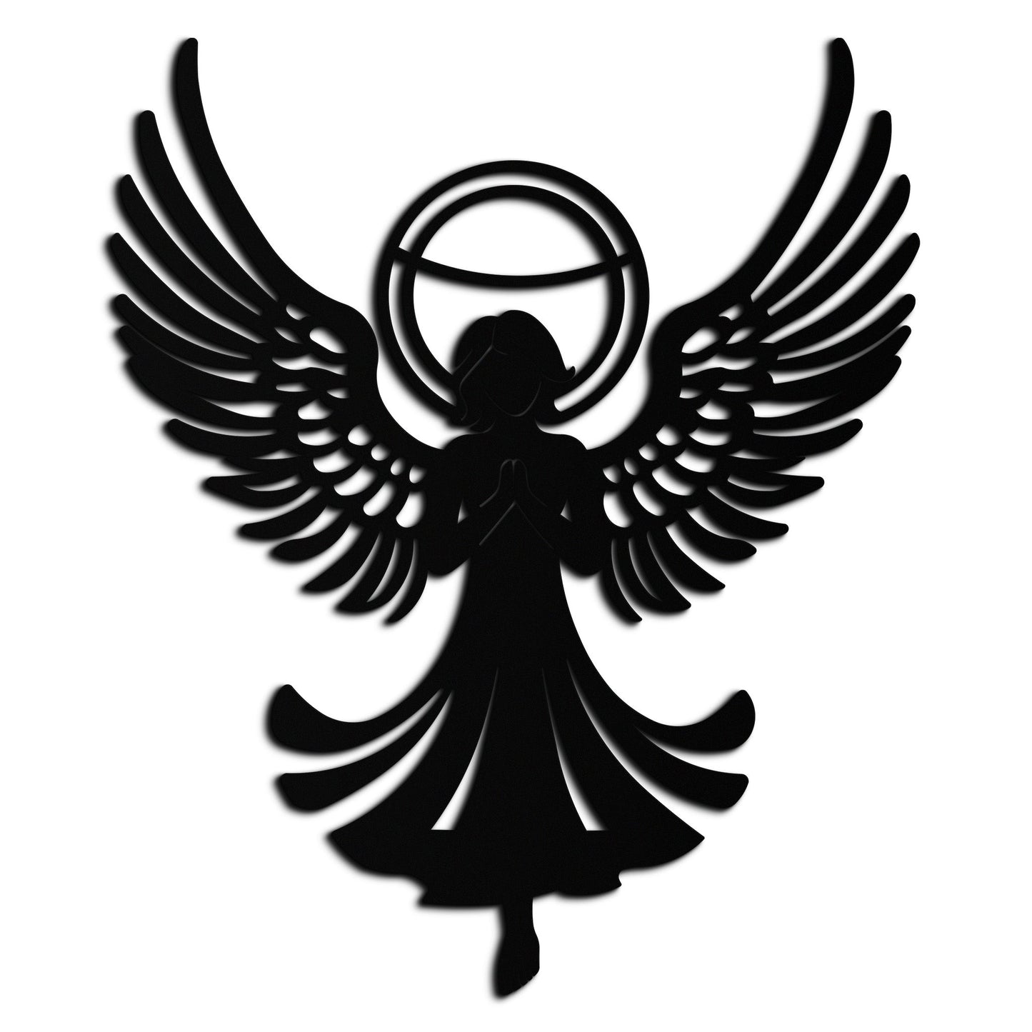 Guardian Angel Metal Wall Art – Spiritual Angel Silhouette with Halo for Home Blessing Decor- KAF359 - Tampa Home & Garden Store
