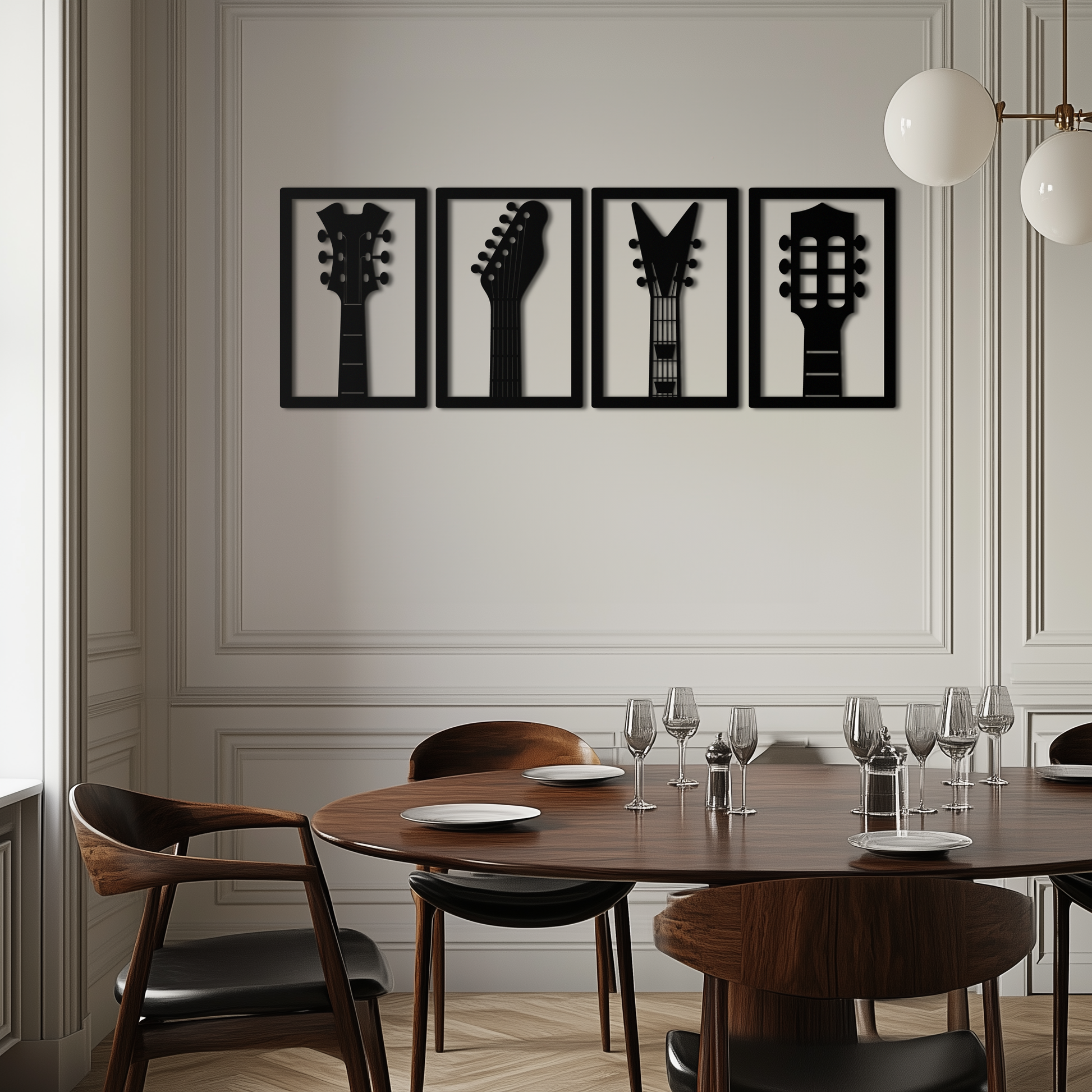 Guitar Headstock Metal Wall Art - 4-Piece Music Decor- KAF260 - Tampa Home & Garden Store