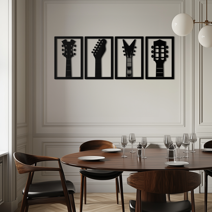 Guitar Headstock Metal Wall Art - 4-Piece Music Decor- KAF260 - Tampa Home & Garden Store