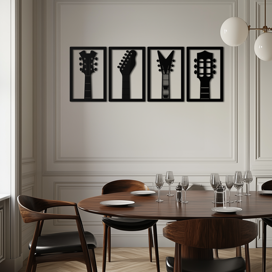Guitar Headstock Metal Wall Art - 4-Piece Music Decor- KAF260 - Tampa Home & Garden Store