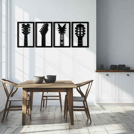 Guitar Headstock Metal Wall Art - 4-Piece Music Decor- KAF260 - Tampa Home & Garden Store
