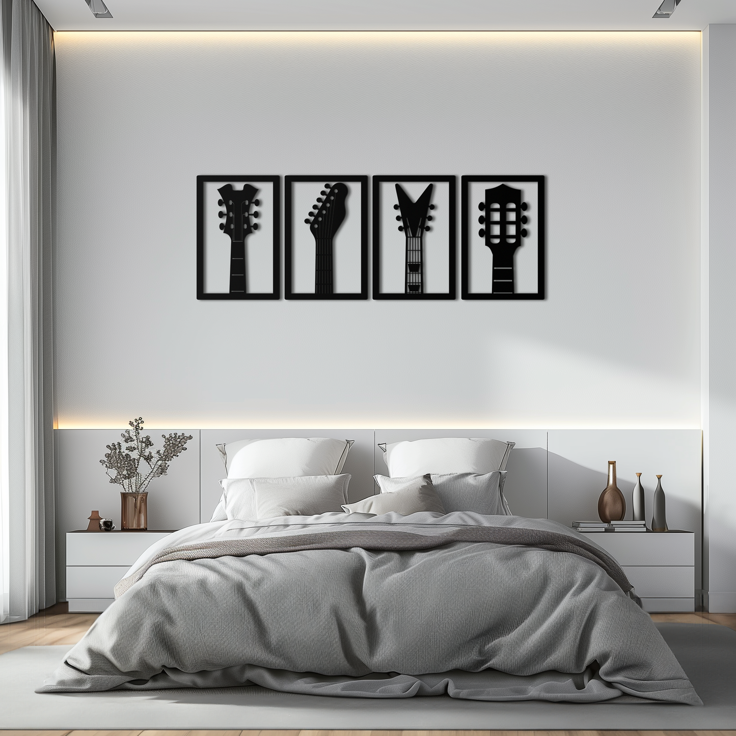 Guitar Headstock Metal Wall Art - 4-Piece Music Decor- KAF260 - Tampa Home & Garden Store