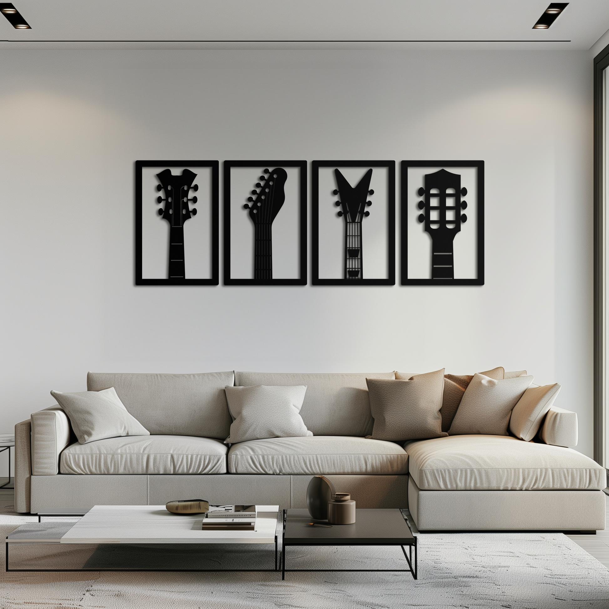 Guitar Headstock Metal Wall Art - 4-Piece Music Decor- KAF260 - Tampa Home & Garden Store