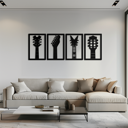 Guitar Headstock Metal Wall Art - 4-Piece Music Decor- KAF260 - Tampa Home & Garden Store