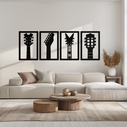 Guitar Headstock Metal Wall Art - 4-Piece Music Decor- KAF260 - Tampa Home & Garden Store