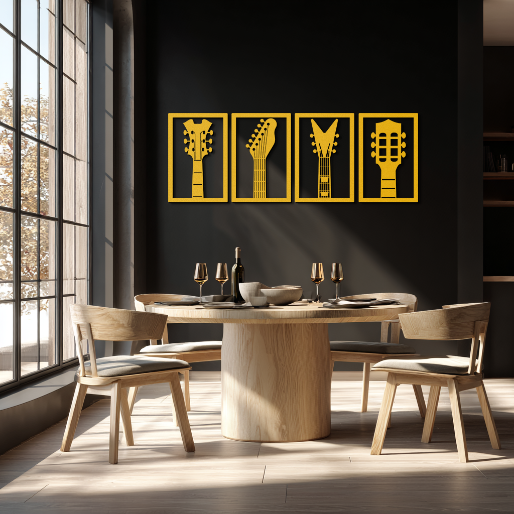 Guitar Headstock Metal Wall Art - 4-Piece Music Decor- KAF260 - Tampa Home & Garden Store