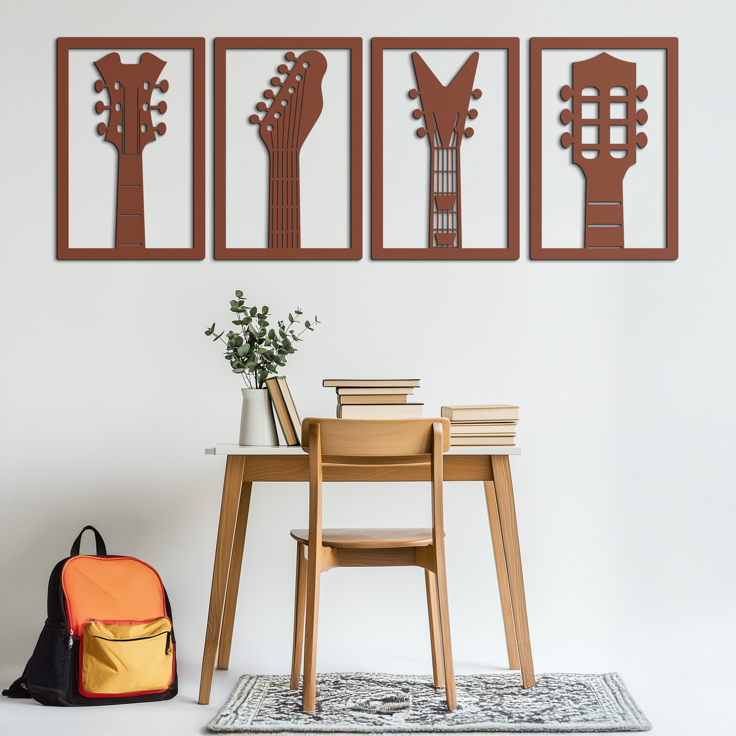 Guitar Headstock Metal Wall Art - 4-Piece Music Decor- KAF260 - Tampa Home & Garden Store