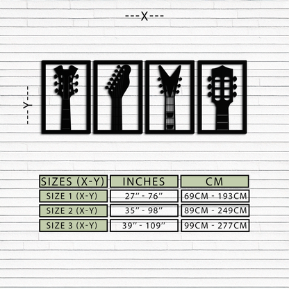 Guitar Headstock Metal Wall Art - 4-Piece Music Decor- KAF260 - Tampa Home & Garden Store