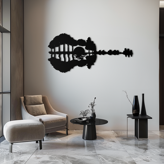 Guitar Landscape Metal Wall Art – Music & Nature Fusion - KAF191 - Tampa Home & Garden Store