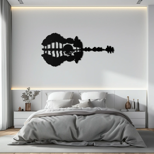 Guitar Landscape Metal Wall Art – Music & Nature Fusion - KAF191 - Tampa Home & Garden Store