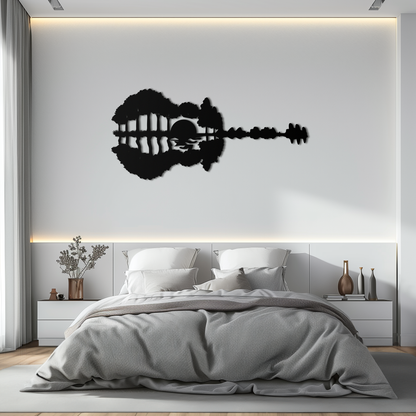 Guitar Landscape Metal Wall Art – Music & Nature Fusion - KAF191 - Tampa Home & Garden Store
