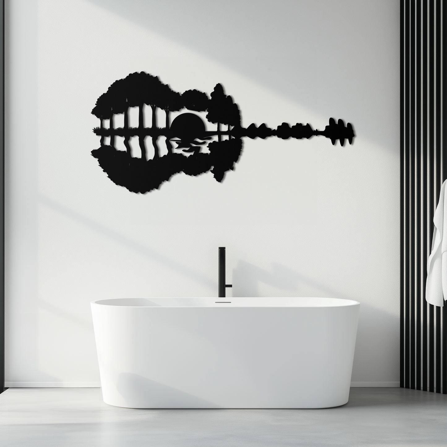 Guitar Landscape Metal Wall Art – Music & Nature Fusion - KAF191 - Tampa Home & Garden Store
