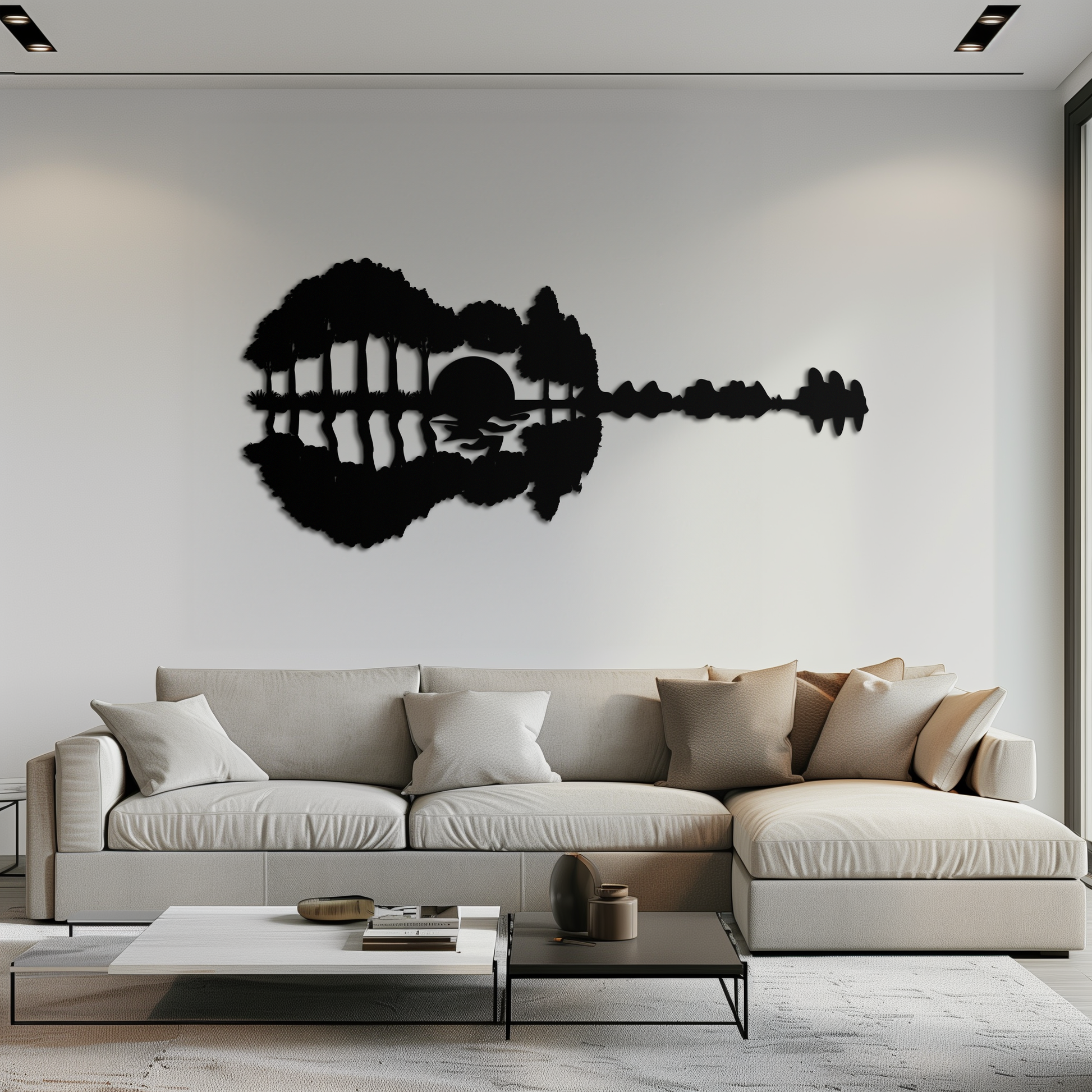 Guitar Landscape Metal Wall Art – Music & Nature Fusion - KAF191 - Tampa Home & Garden Store