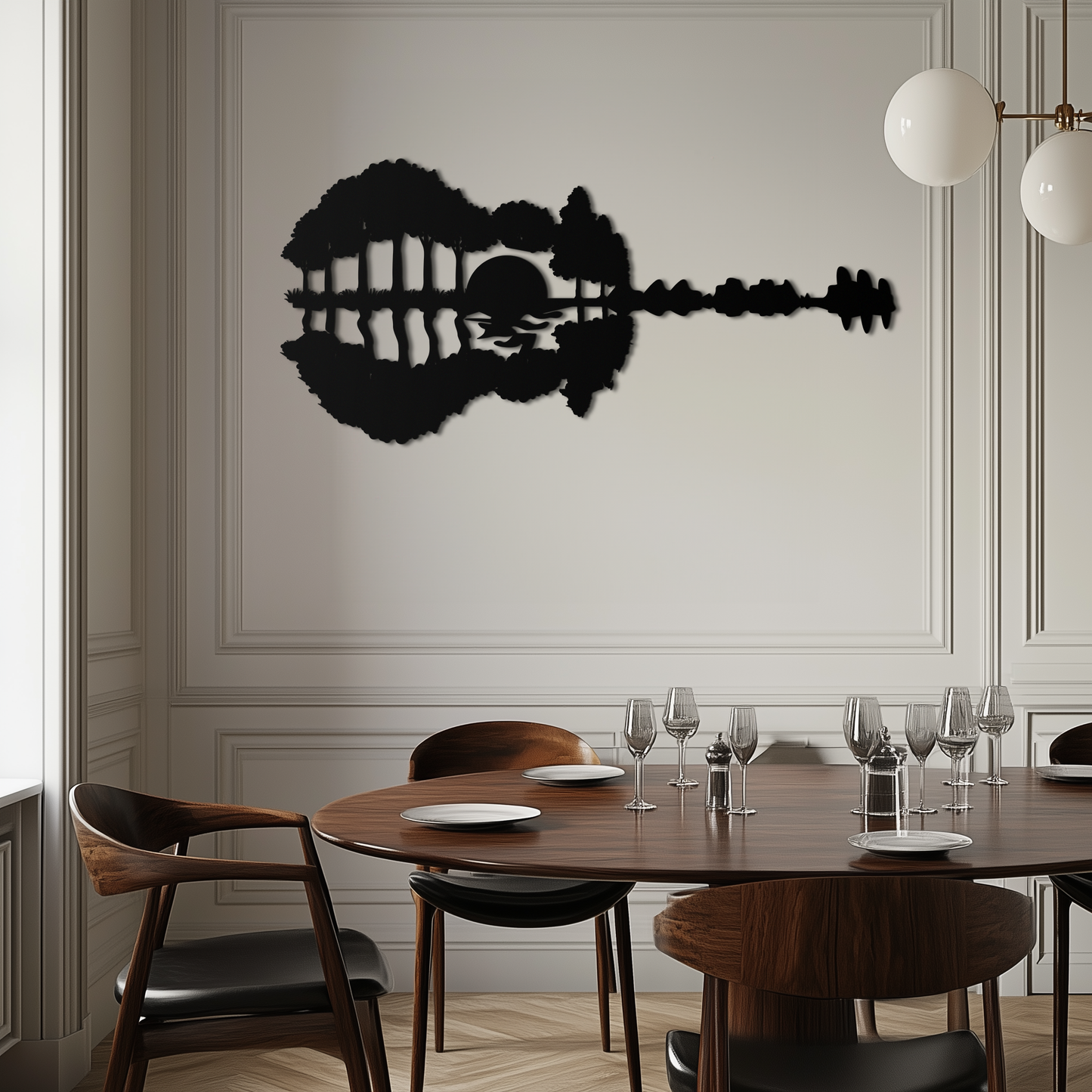 Guitar Landscape Metal Wall Art – Music & Nature Fusion - KAF191 - Tampa Home & Garden Store