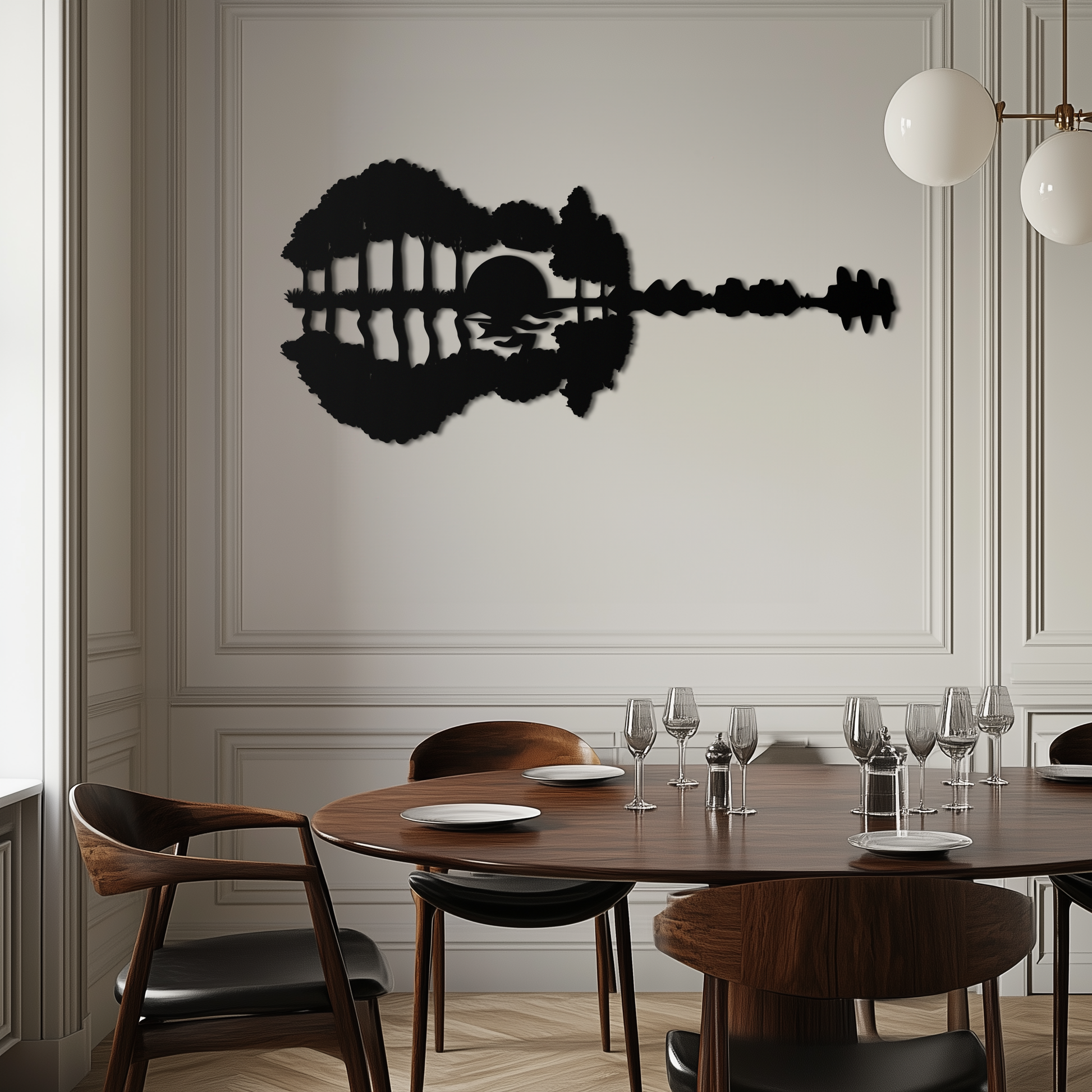 Guitar Landscape Metal Wall Art – Music & Nature Fusion - KAF191 - Tampa Home & Garden Store