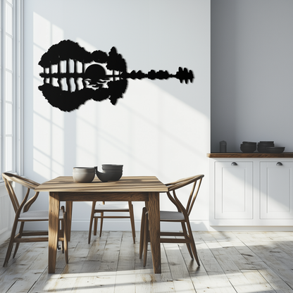 Guitar Landscape Metal Wall Art – Music & Nature Fusion - KAF191 - Tampa Home & Garden Store
